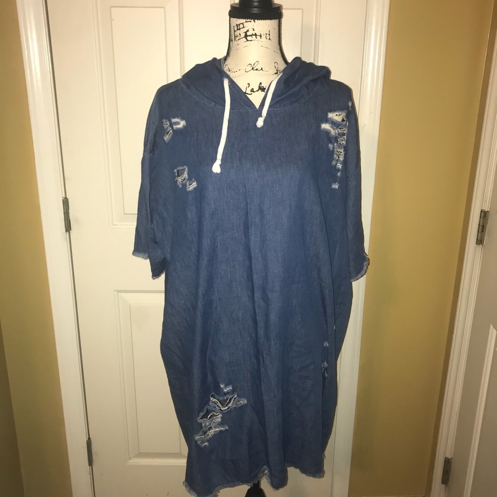 Denim Dress with Hood
